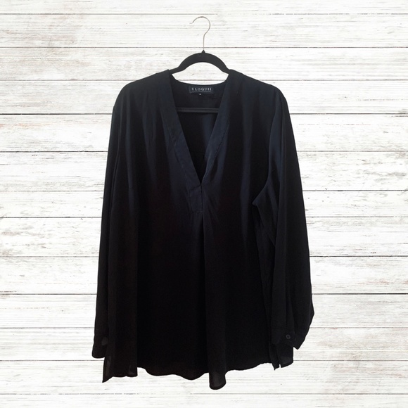Eloquii Black Flowy Top - Picture 1 of 5